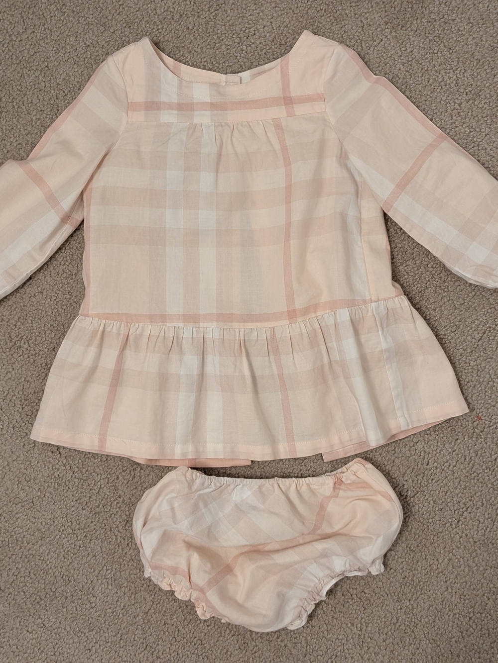 Burberry Light Pink Plaid Peplum Top with Matching Bloomer